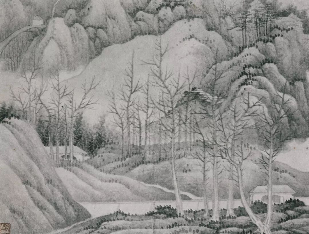 龚贤山水册黑白灰做到极致