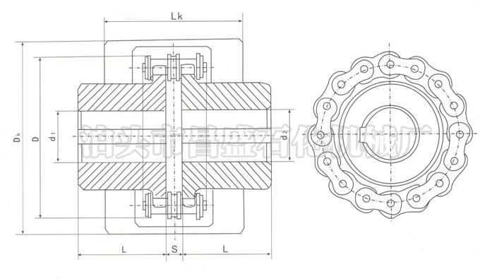 kc系列链条联轴器滚子链联轴器产品图纸展示