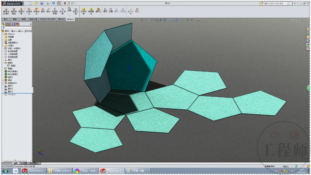 原創用solidworks建模一個正十二面體然後轉換為鈑金