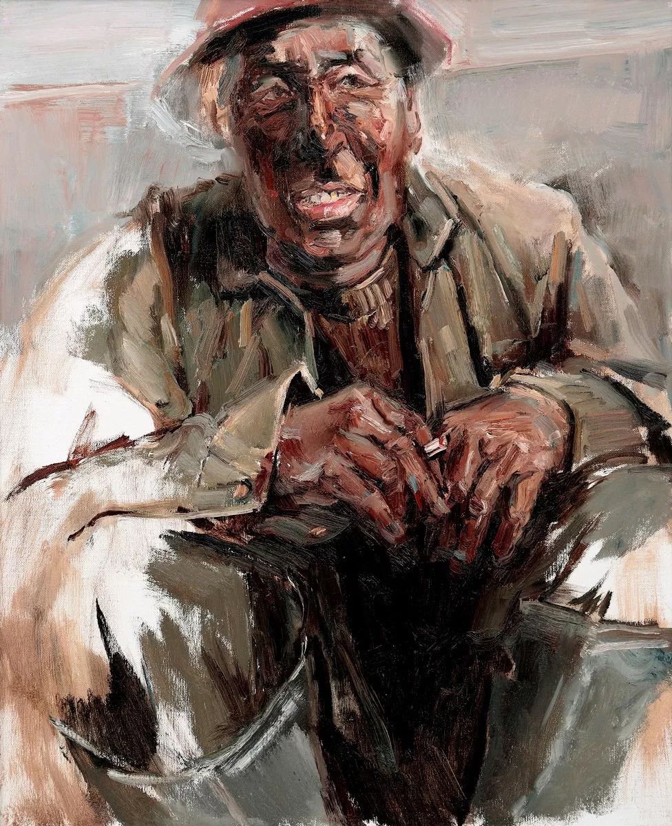 蔡伟虹 矿工肖像 80cm×65cm▲曹春辉 二胎时代 200cm×150cm×2