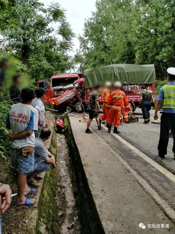 安岳319国道两货车相撞1人重伤2人死亡附车祸现场视频