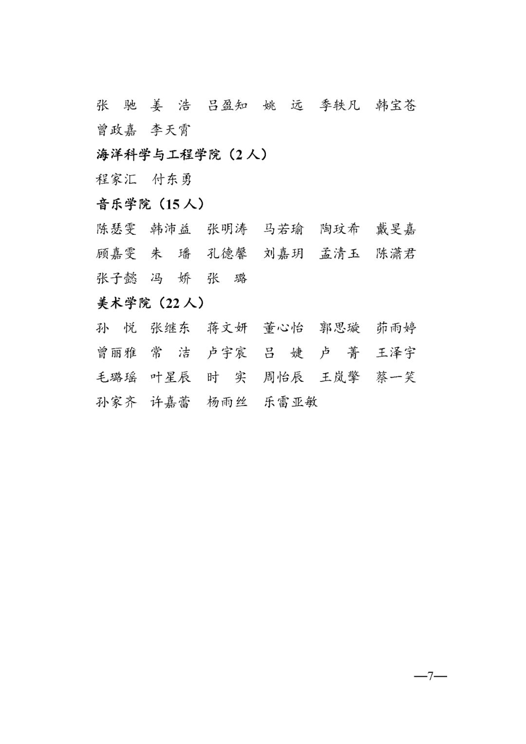 南京师范大学关于2019届优秀本科毕业生入选名单的公示