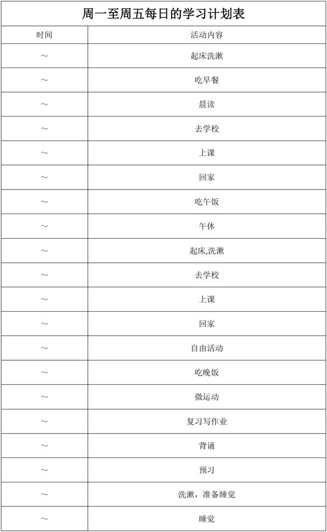 这份初中学习规划表每日计划表被超过1000位学霸收藏