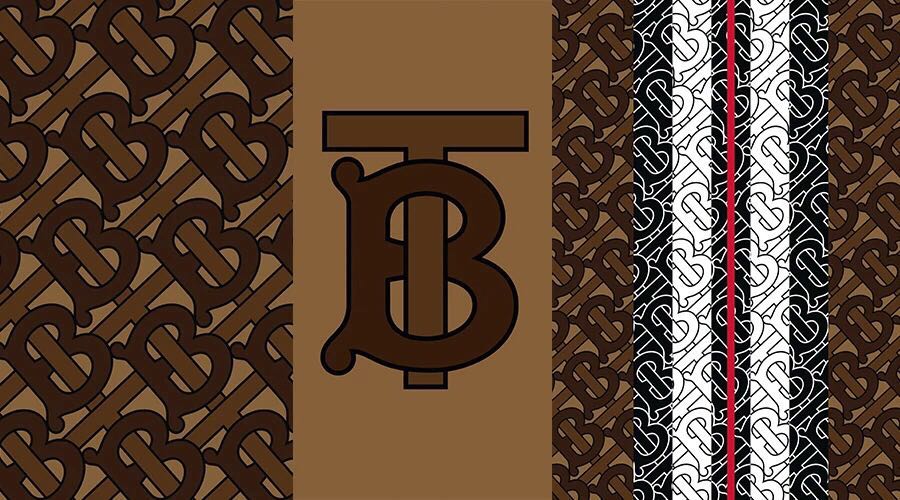 burberry姓名首字母tb设计为优雅交错的品牌标志性图案