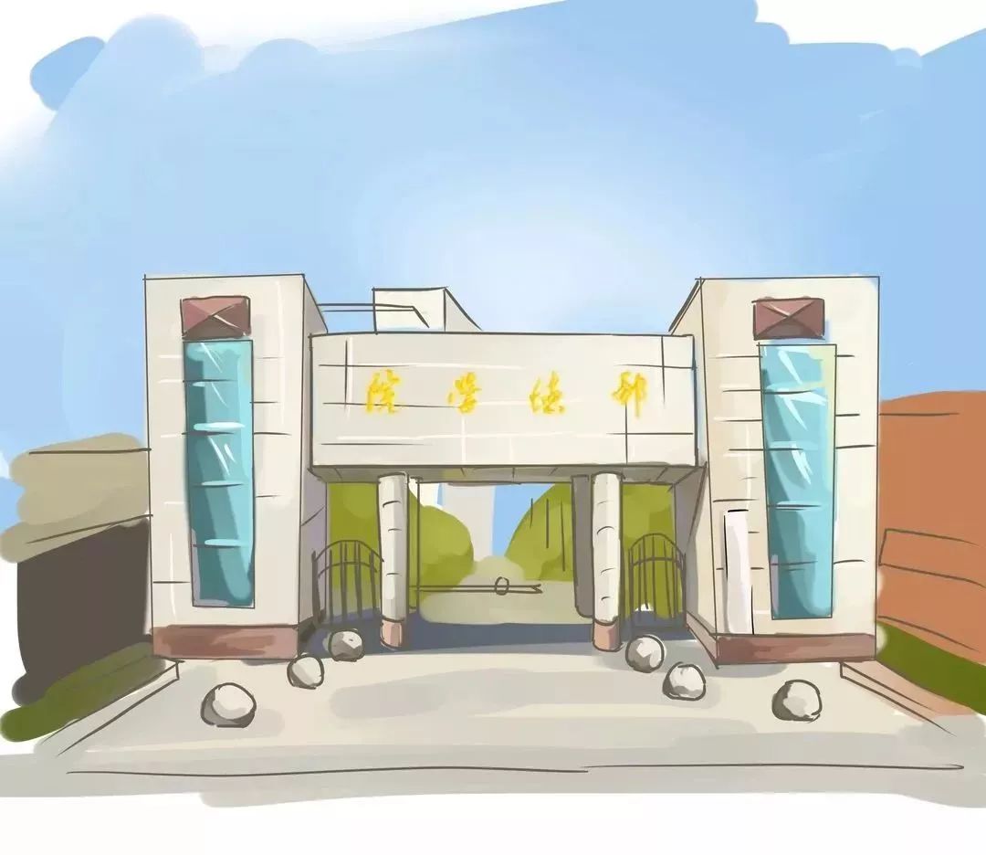 大学校门手绘图图片