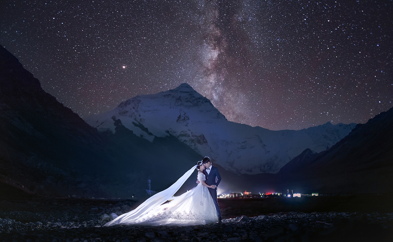 西藏婚纱照珠穆朗玛全世界这样的婚纱照仅此一张