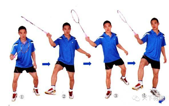 羽毛球交换腿起跳步法图片