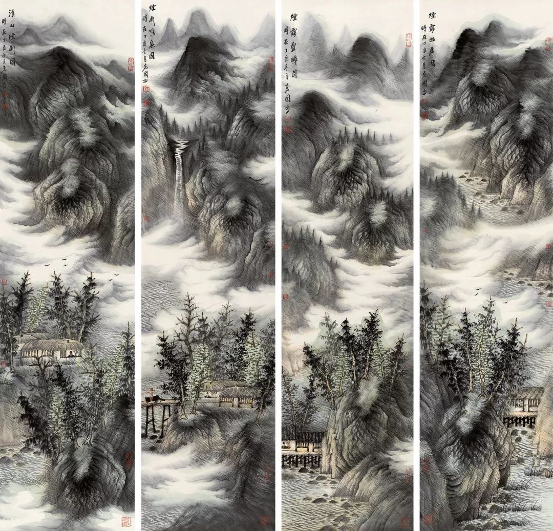 荣宝19春华东地区万叠云屏当代名家四条屏作品专场精品赏析