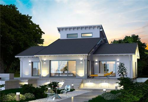 同样是带阁楼的小别墅,但是这个阁楼的造型打破了常规设计,这样的创新