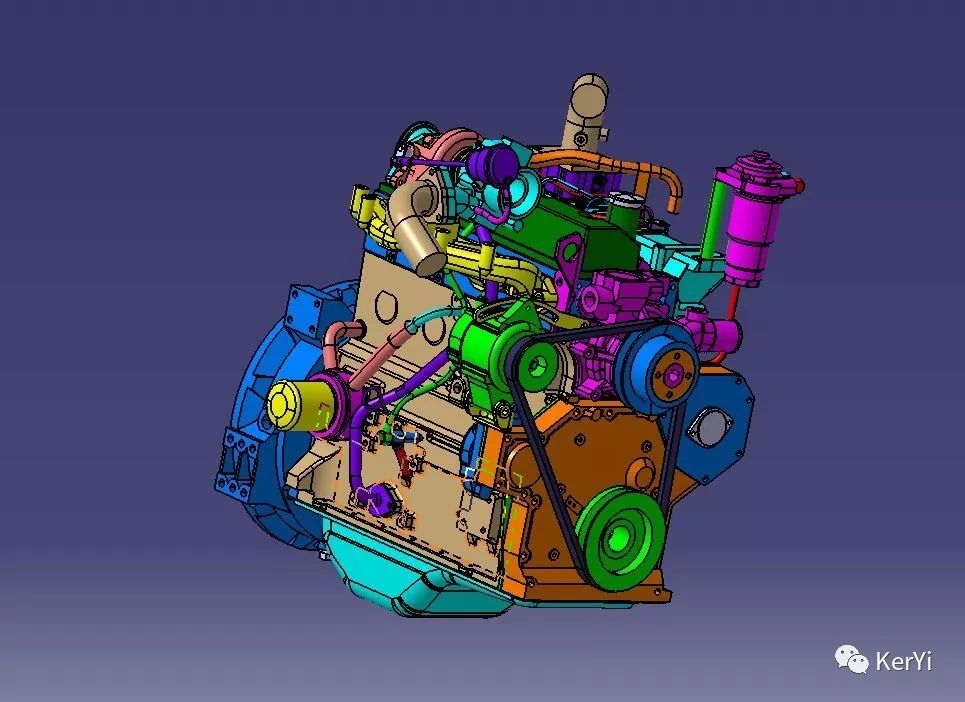 康明斯排放发动机catia设计stp格式文件