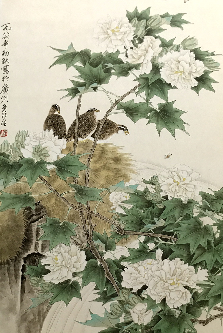 报春 潘素,张伯驹国画花卉艺术作品:瓶花图 司马钟(清代)国画花鸟艺术