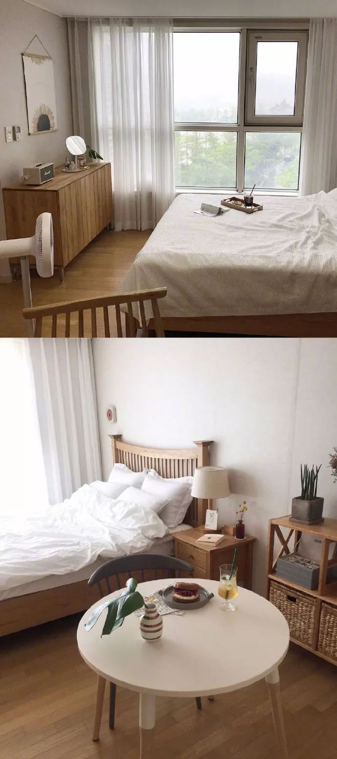 床靠窗摆放,腾出更多的活动空间.
