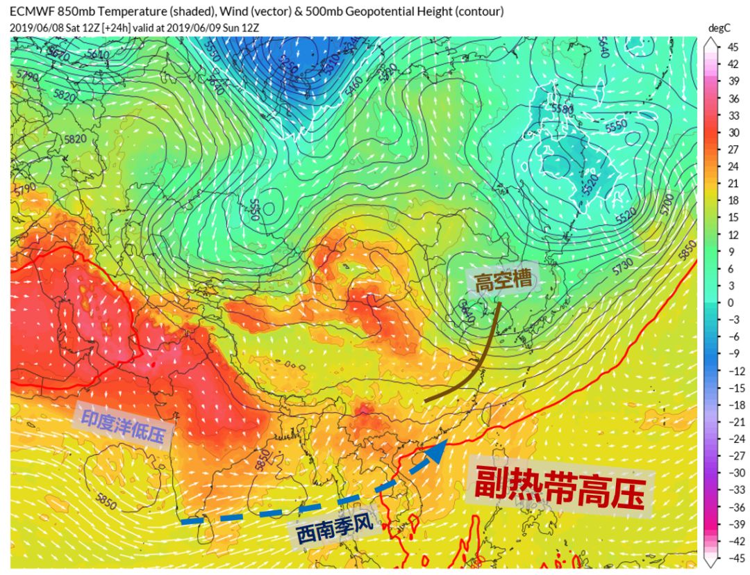 低压搭桥引线携带大量水汽的西南季风副热带高压只能退回到广阔的西
