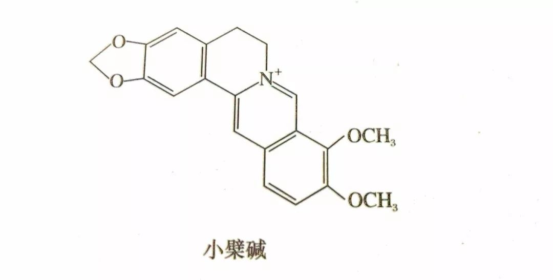 结构式:小檗碱分子式:(c20h18no4) ,分子量336