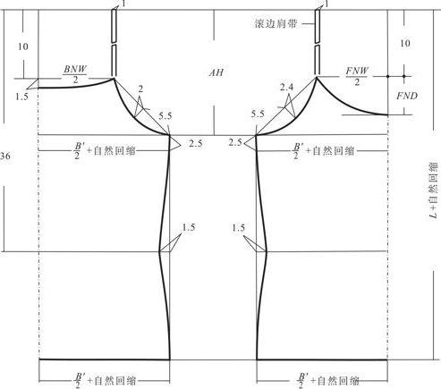 服装制版之5款女士吊带背心的结构图纸整理