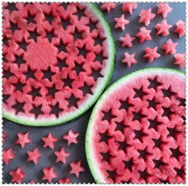 当西瓜放飞自我,各种造型花样出现,网友:是我给你自由过了火?_五角星