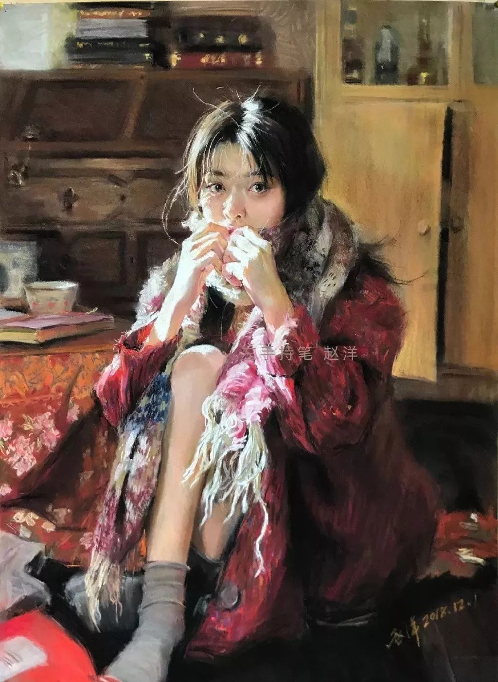 中央美术学院才子用一根色粉笔,就可以把你征服!而且还是左手作画