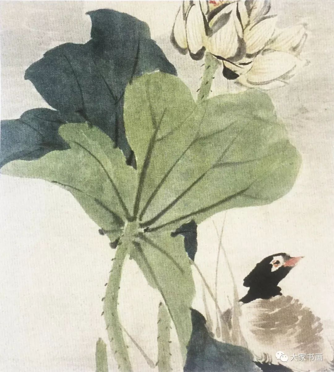 ▲近代 吴昌硕 花卉图局部▲近代 吴昌硕 墨荷图
