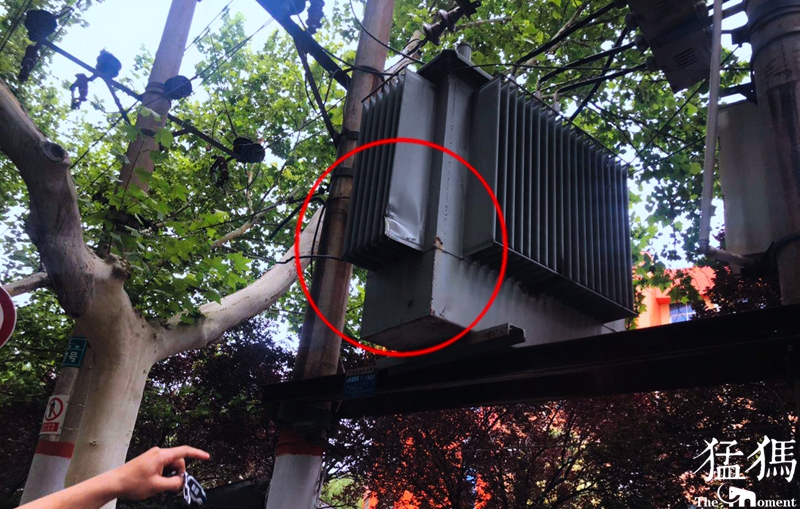 空中变压器被撞漏油,幸亏市民发现的早及时求助抢修
