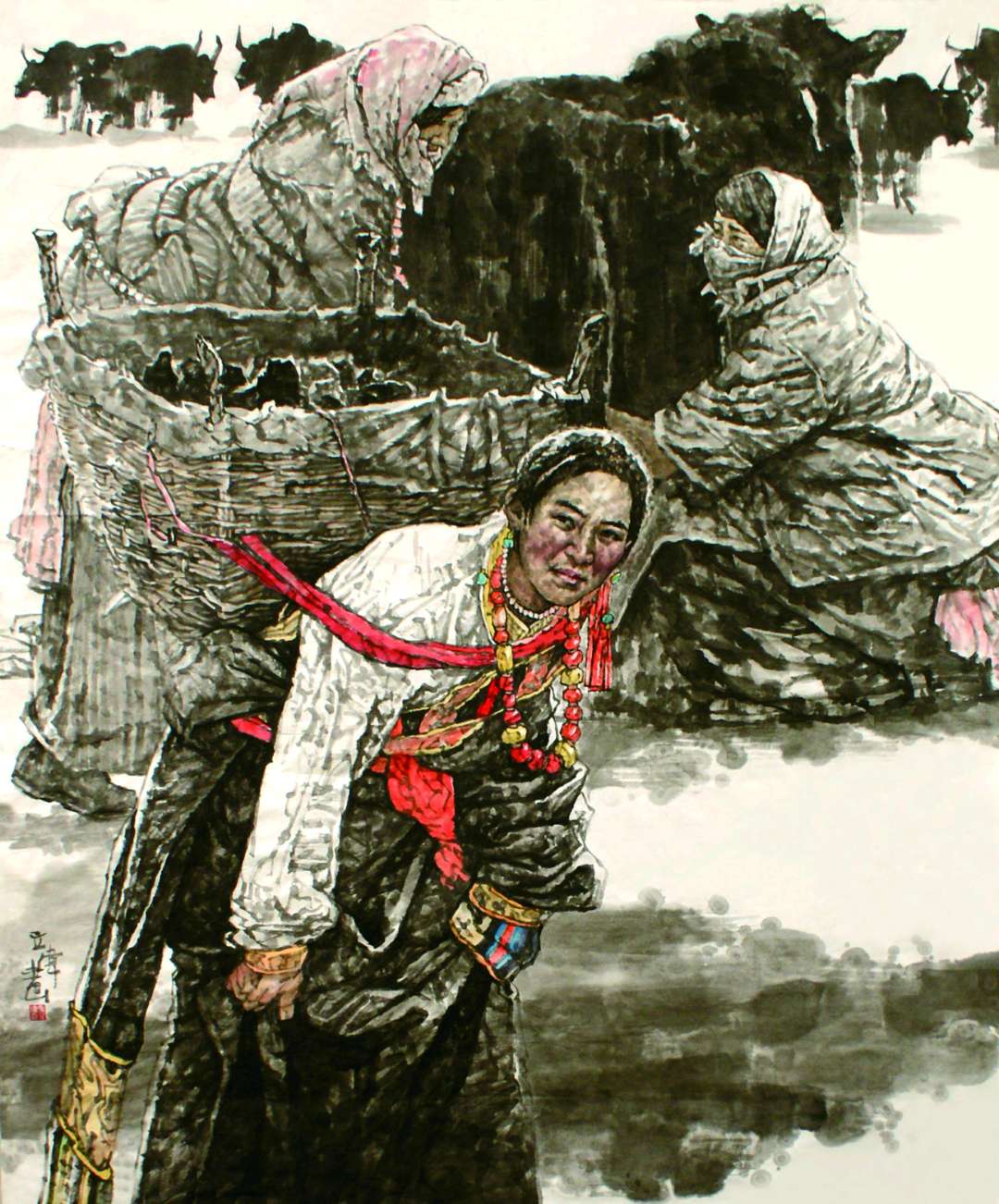 《和谐藏乡》2,少数民族写实人物作品