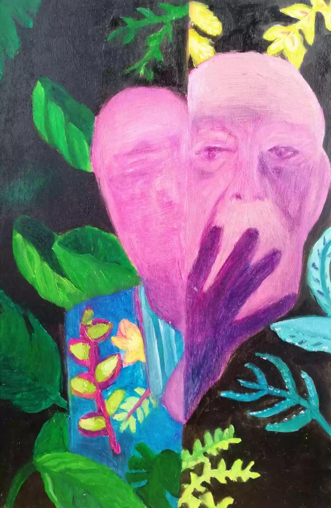 躺在浴缸里画画的女人