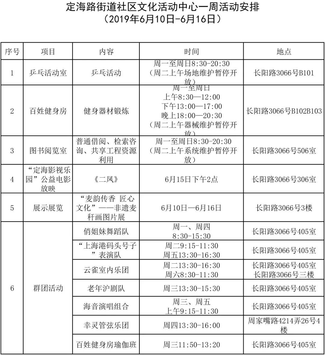 杨浦区本周活动丨定海路街道社区文化活动中心活动安排