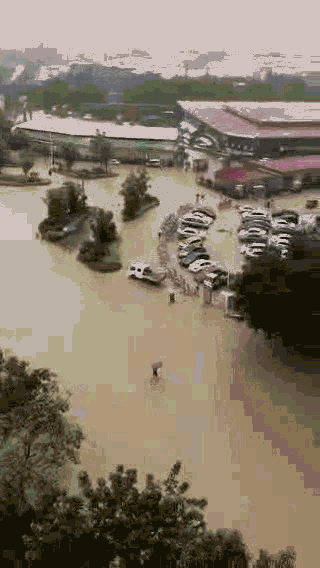 请行人路过一定要小心▲武平十方镇街道积水严重暴雨