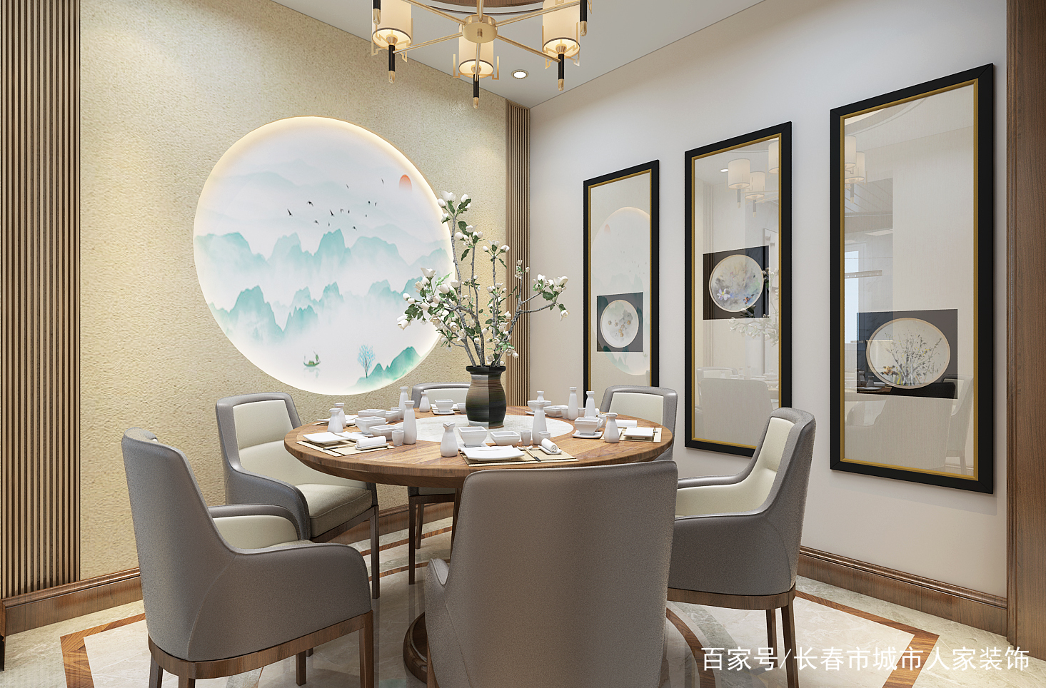 新中式餐厅装修效果图新中式玄关过廊装修案例新中式风格有一种宁静