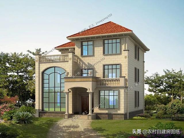 框架结构这7款风格各异的农村别墅,都是带堂屋的设计,建整体风格既