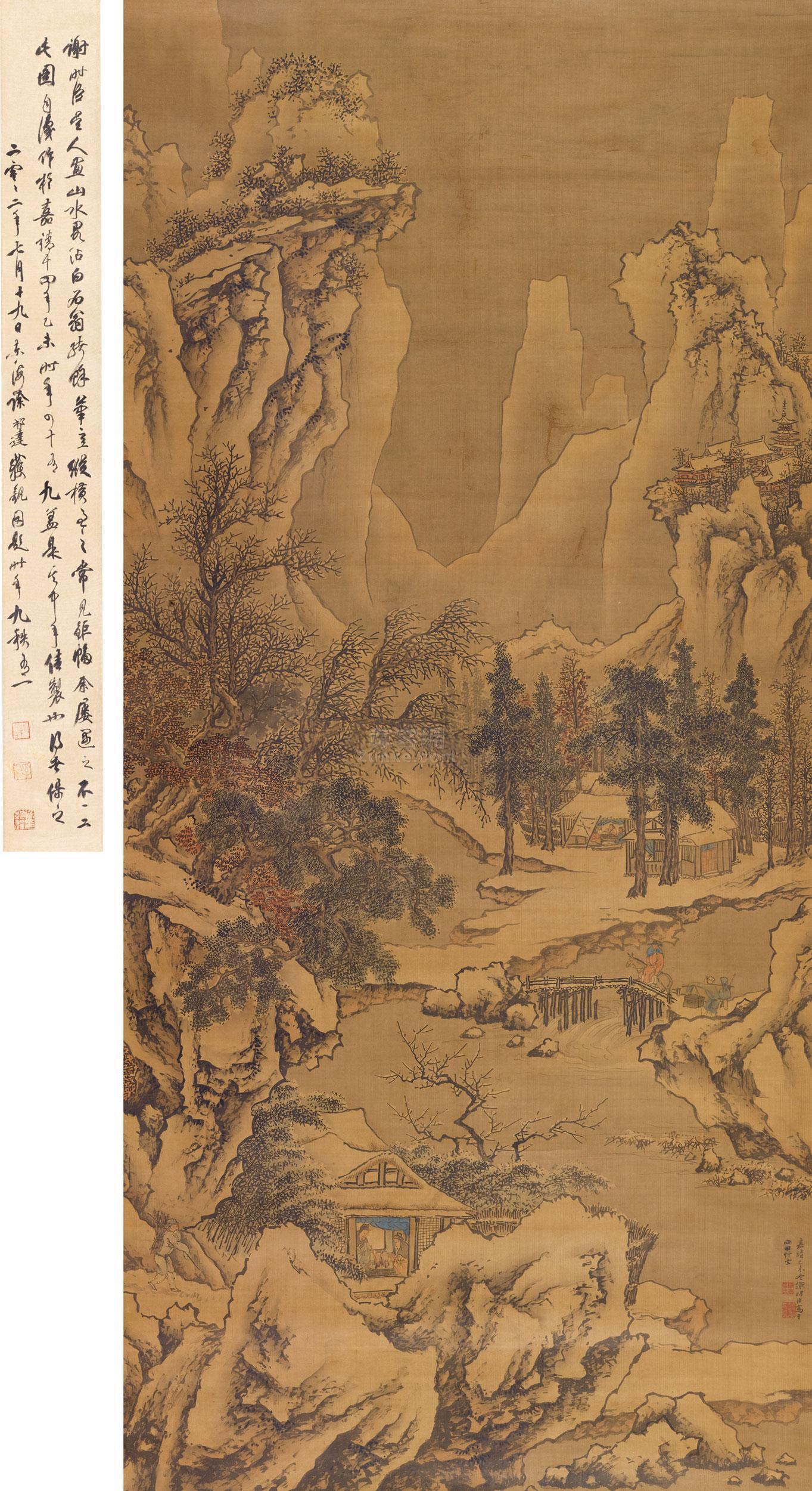 67谢时臣作品欣赏谢时臣 溪山幽居 立轴 设色绢本67谢时臣作品