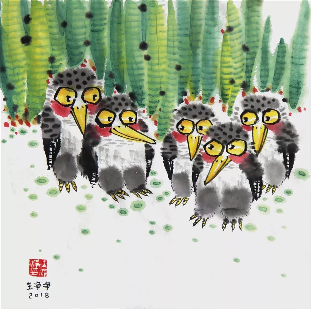 画儿晴天王净净9幅原创萌趣亲子水墨画父亲节快乐