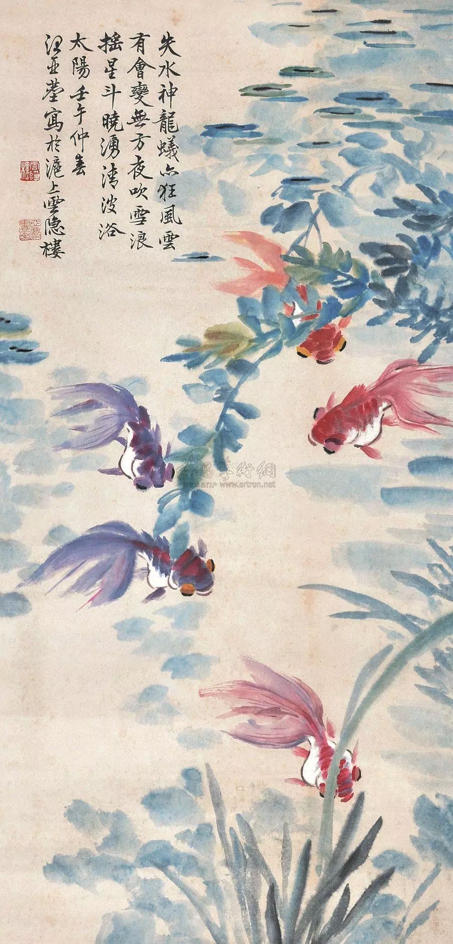 名画欣赏画了一辈子他把金鱼画活了