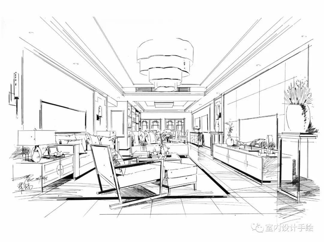 手绘不得不看本期嘉宾丁震老师室内空间线稿篇