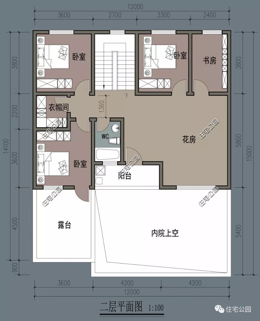 带采光井的房子设计图图片