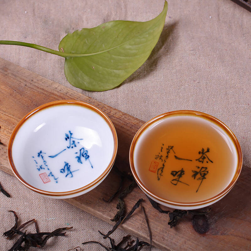 《茶禪一味/taste zen in tea》毛筆英文書法宣紙扇_蕭翼