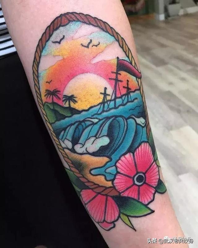 纹身素材海滩纹身图案