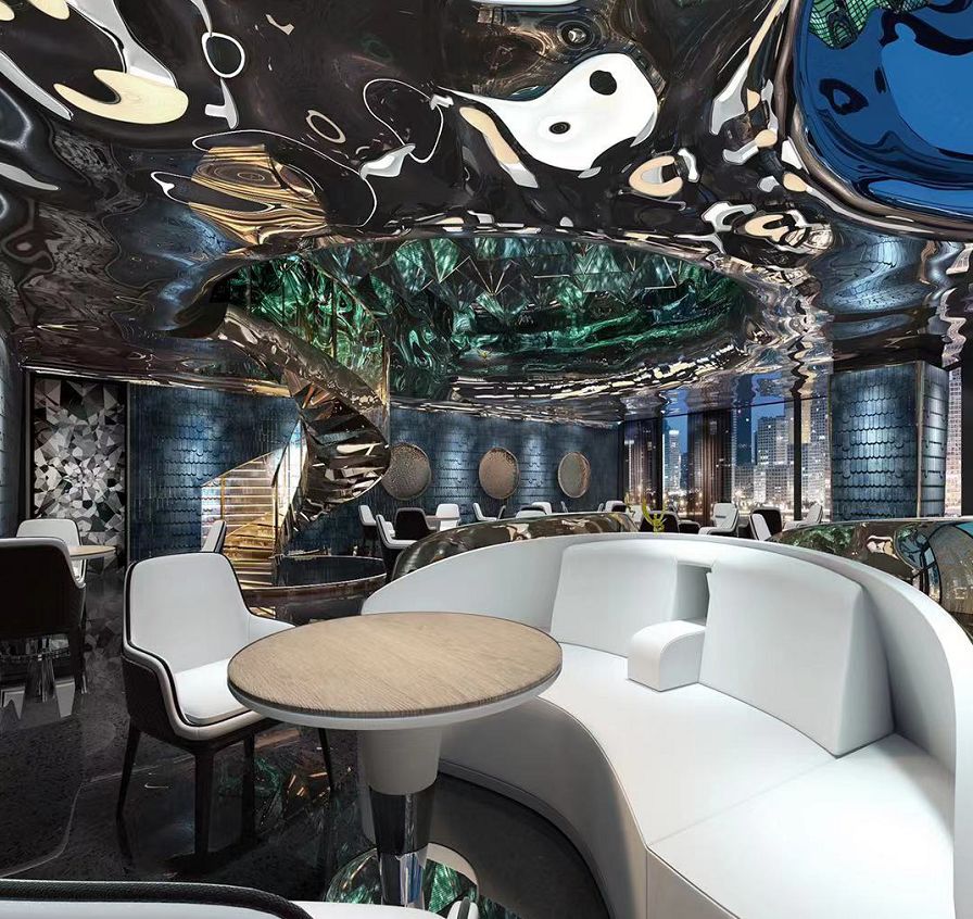 空间充满流动感的酒吧设计我是来到海底了吗