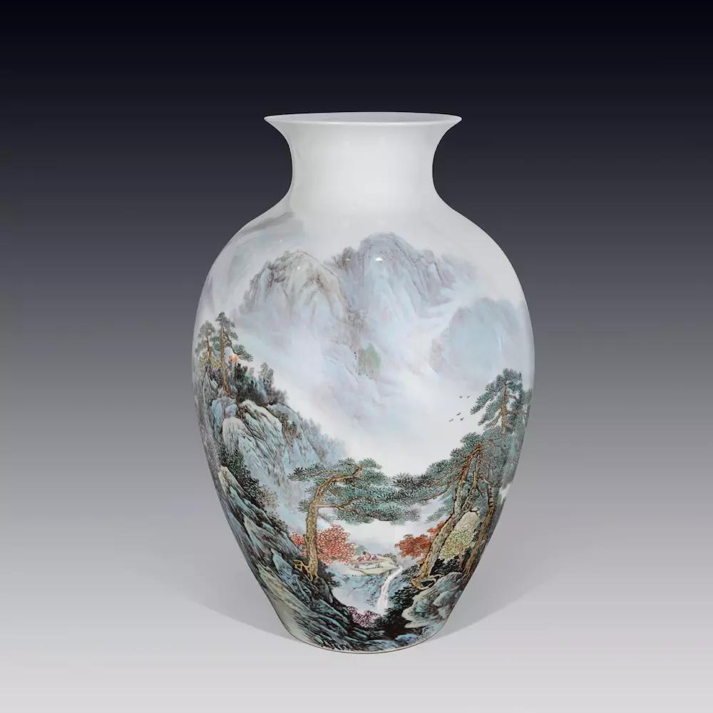 粉彩山水传承人梁威林作品赏析