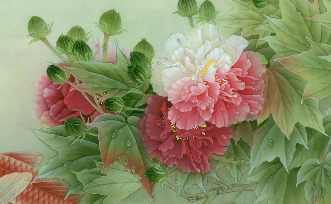 宁珍蕾工笔牡丹锦鲤网络班招生6月30日开课