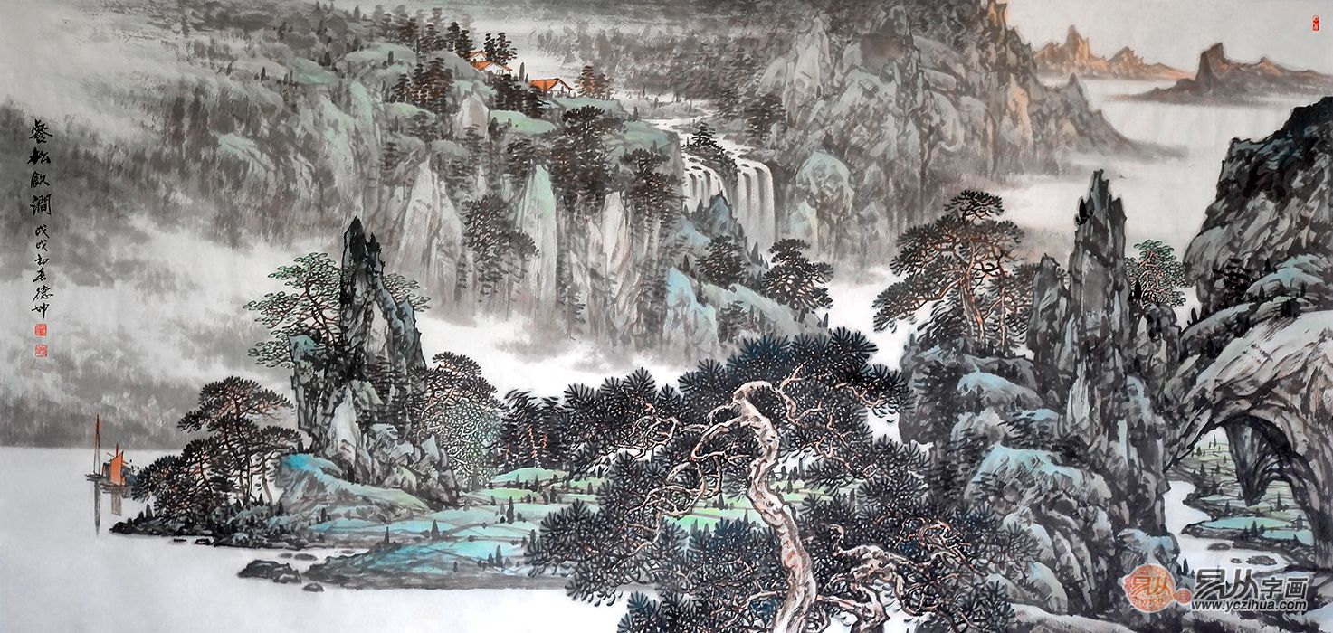 山水国画中的松韵图赏析:静远幽深的山水胜境