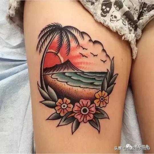 纹身素材海滩纹身图案