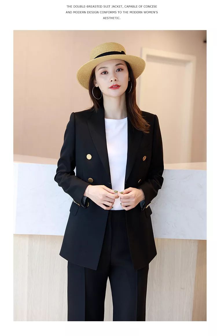 高级时髦 通勤百搭 双排扣公主线西装外套