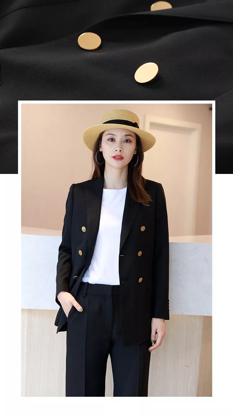 高级时髦 通勤百搭 双排扣公主线西装外套