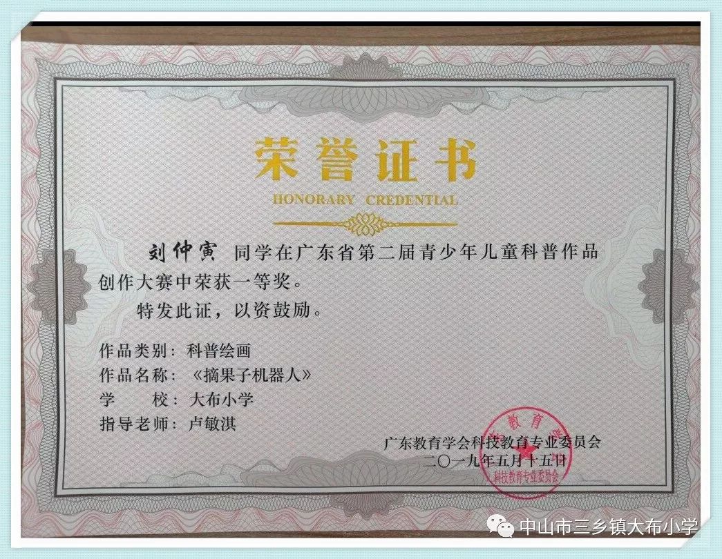 我校多名队员在广东省科普作品大赛中获奖