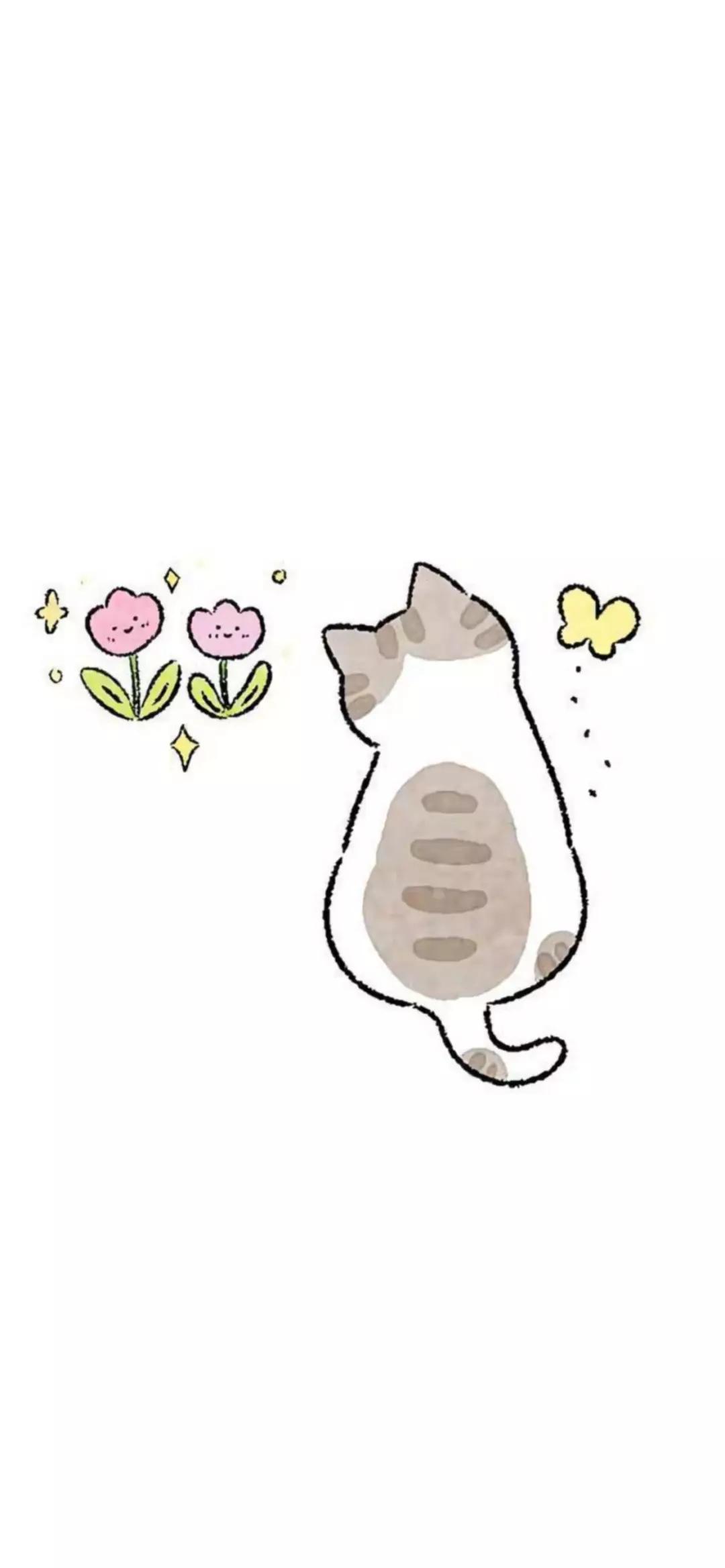 手绘壁纸温馨治愈小猫咪