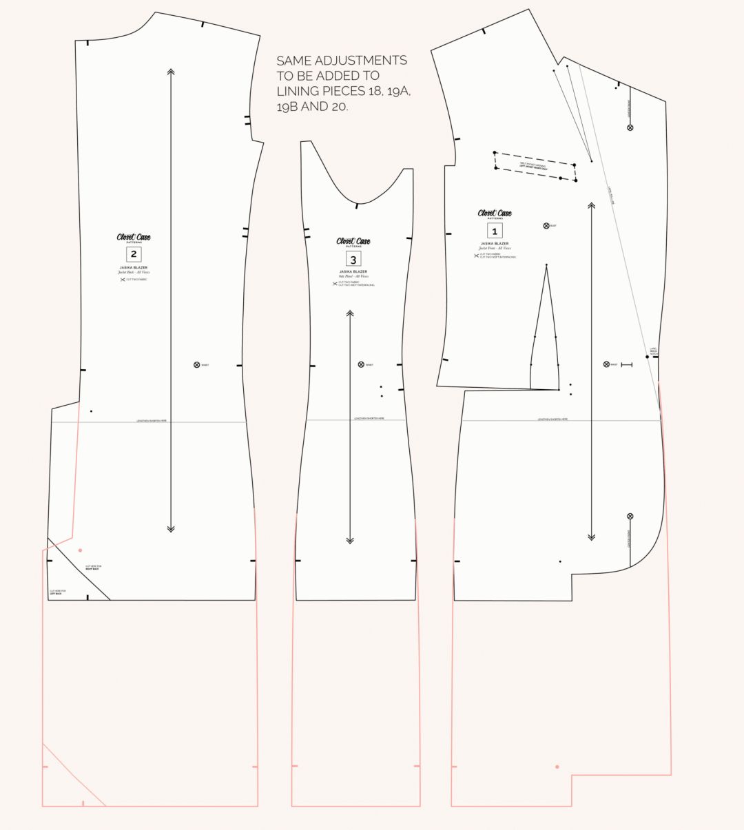 5款女士西服(夹克)的版型和纸样参考