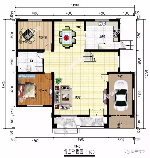 两层带车库设计的农村别墅,30万轻轻松松回老家盖新房