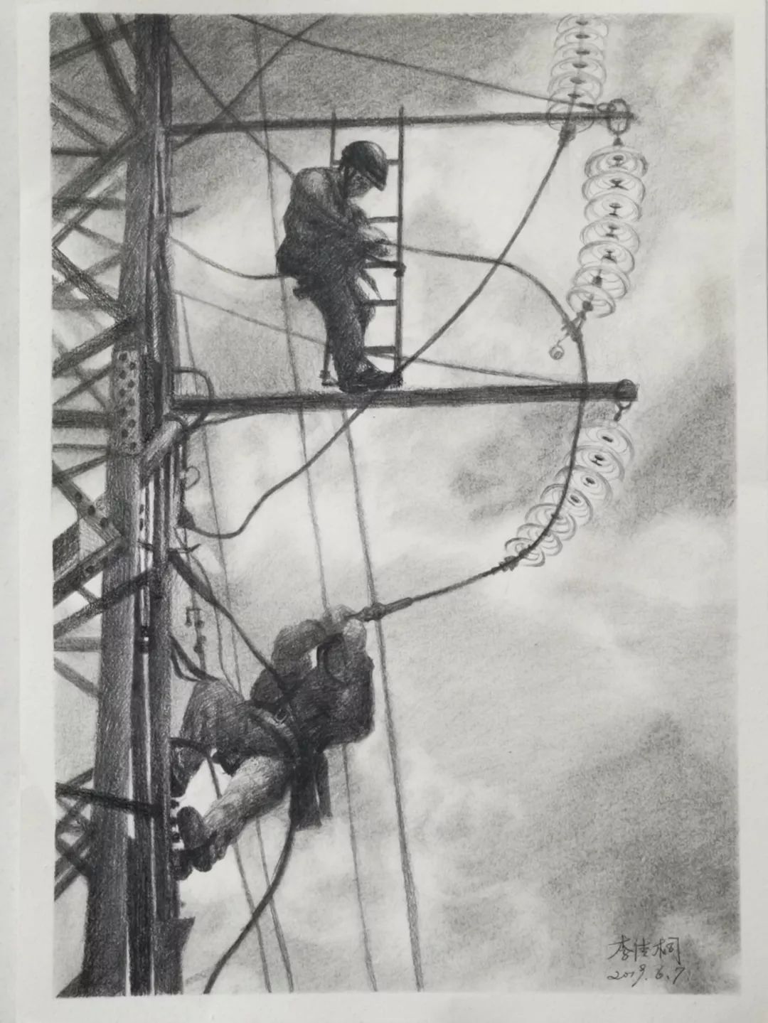 作品展示电网设备绘说画素描大赛优秀作品赏析五