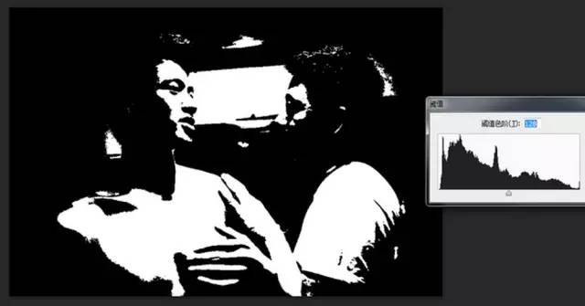 接下来我们模仿衣服上的光. 首先我们使用阈值,让图片变成黑白两色.