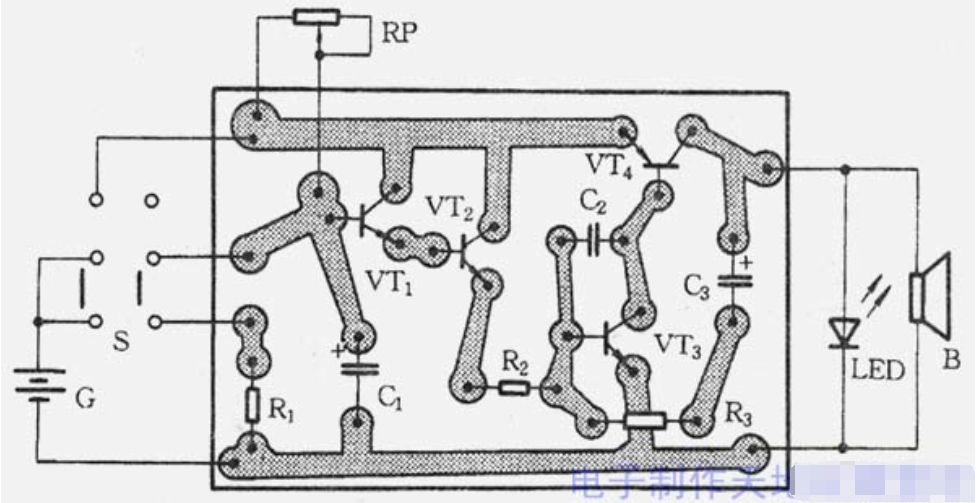 闹钟里面的线路结构图图片